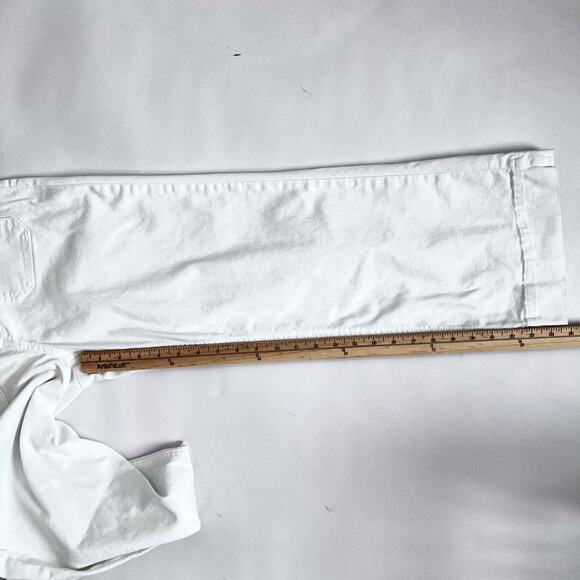 WOMENS WIDE LEG CROPPED JEANS HIGH WAISTED FRONT AND BACK POCKETS WHITE  SIZE S - Picture 9 of 12